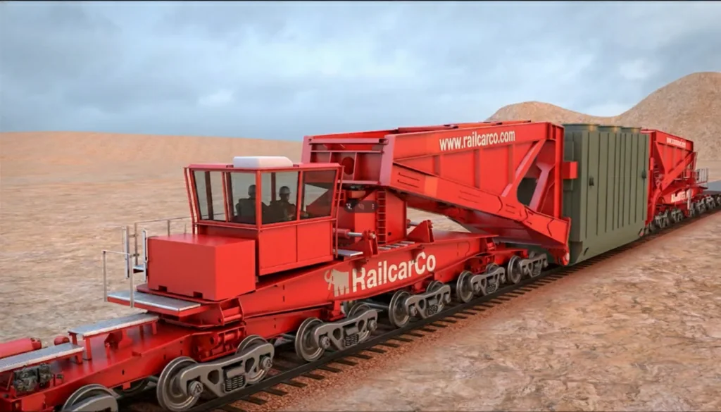 Derrick car with container load