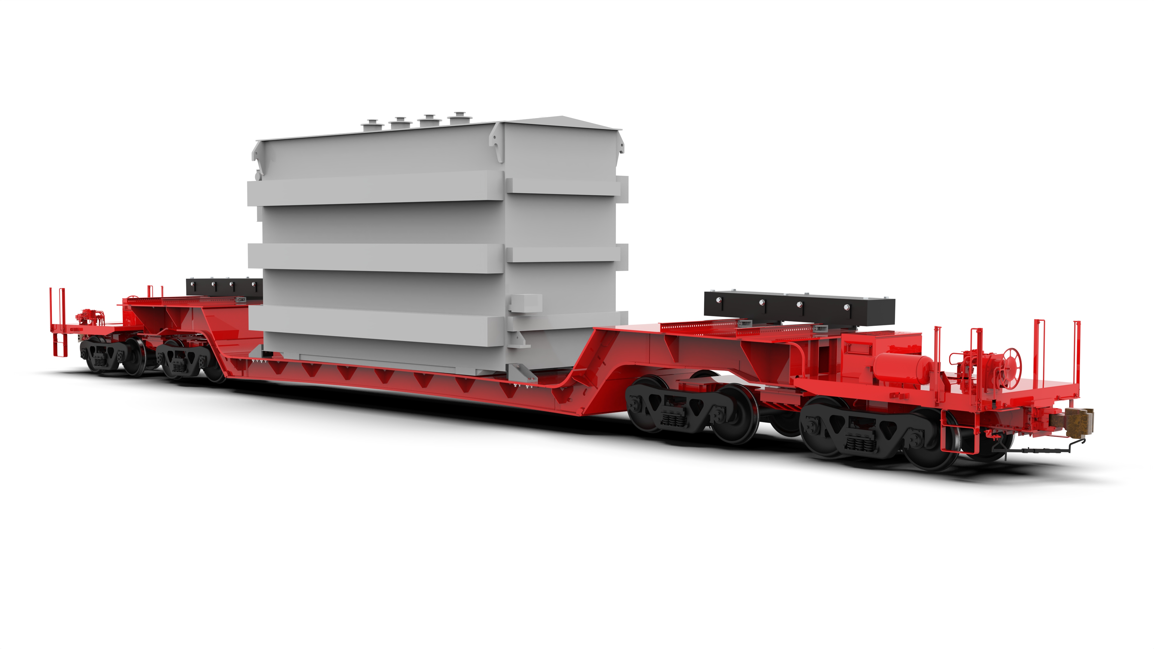 Heavy-duty flatcar on track